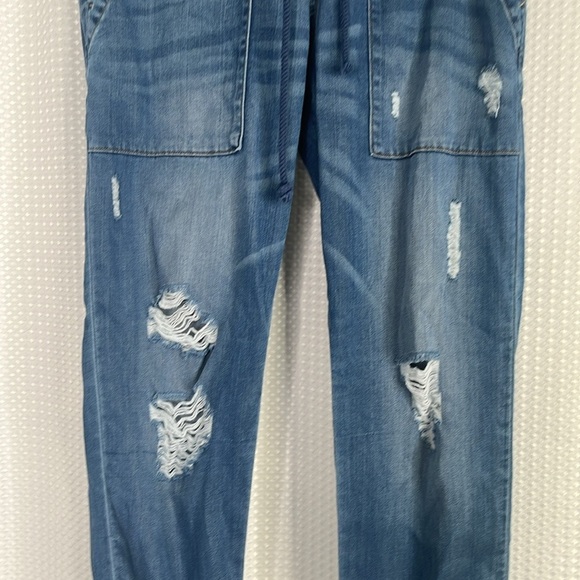 Bella Dahl Blue Distressed Chambray  Joggers Relaxed Fit Pockets Size XS - Picture 6 of 11